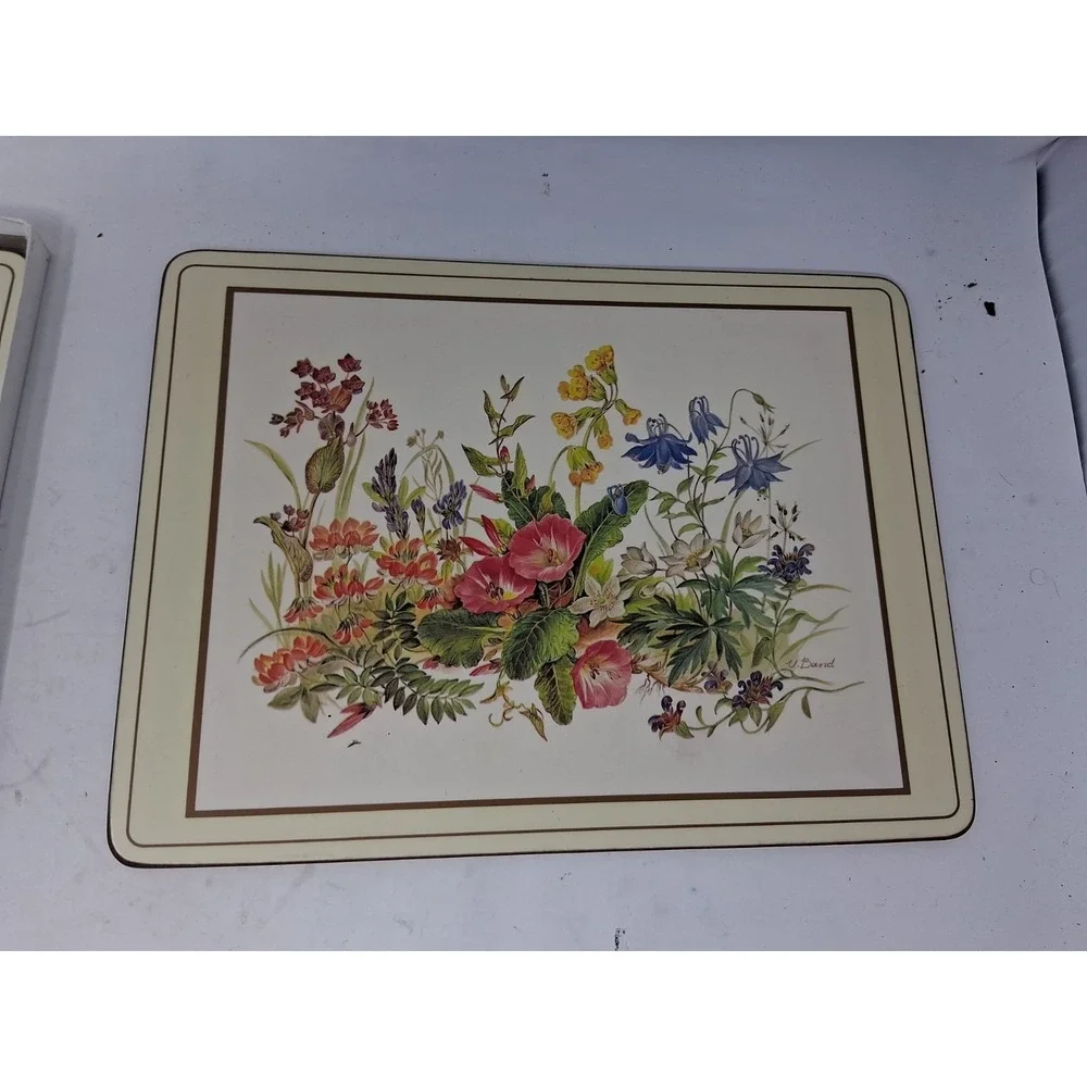 Pimpernel Placemats Meadow Flowers Illustrated by H Bond Set of 4 Cork  Vtg H